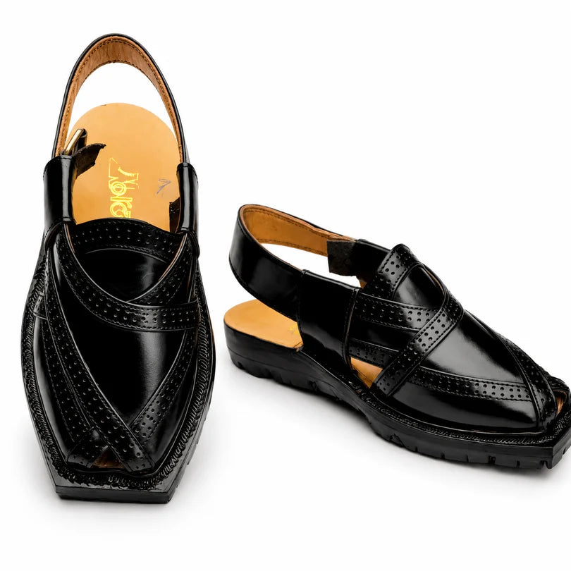 Gorilla Black Norozi Chappal With Double Tyre Sole