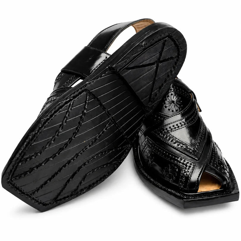 Markhor Black Norozi Chappal With Single Tyre Sole 2025