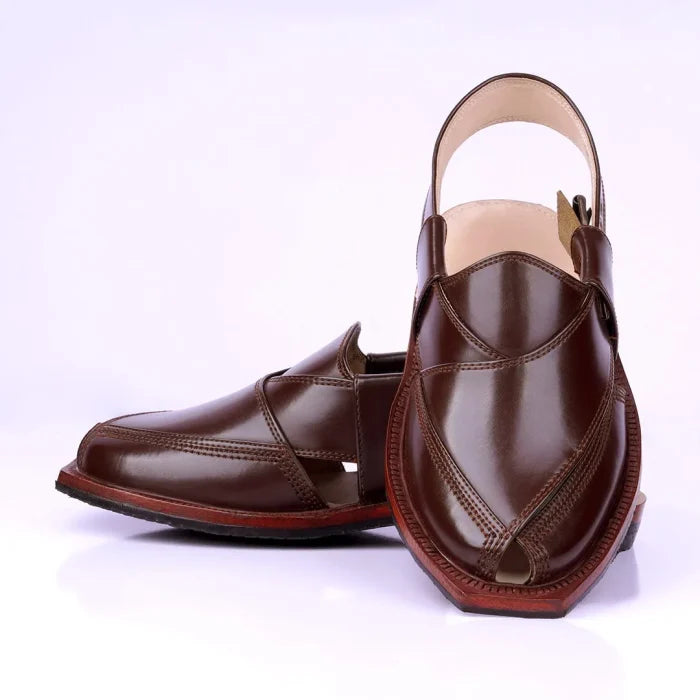 Brown Single Sole Norozi Chappal With Tyre Sole