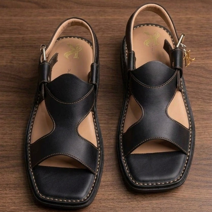 Handmade Black Kohati Chappal – Premium Leather Craftsmanship