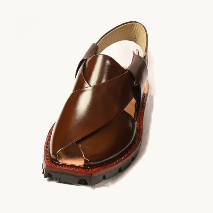 Brown Plain Norozi Chappal With Double Tyre Sole