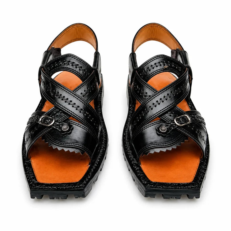 Markhor Black Leather Sandal