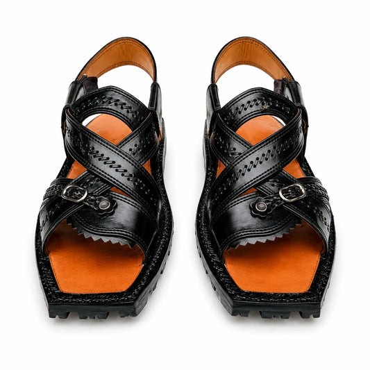 Markhor Black Leather Sandal