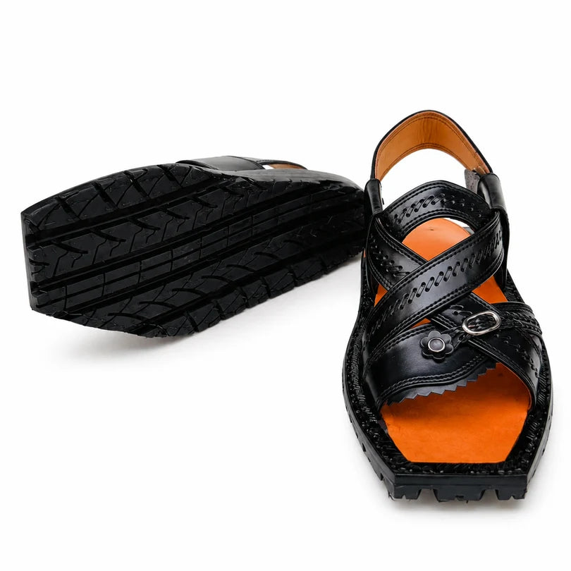 Markhor Black Leather Sandal
