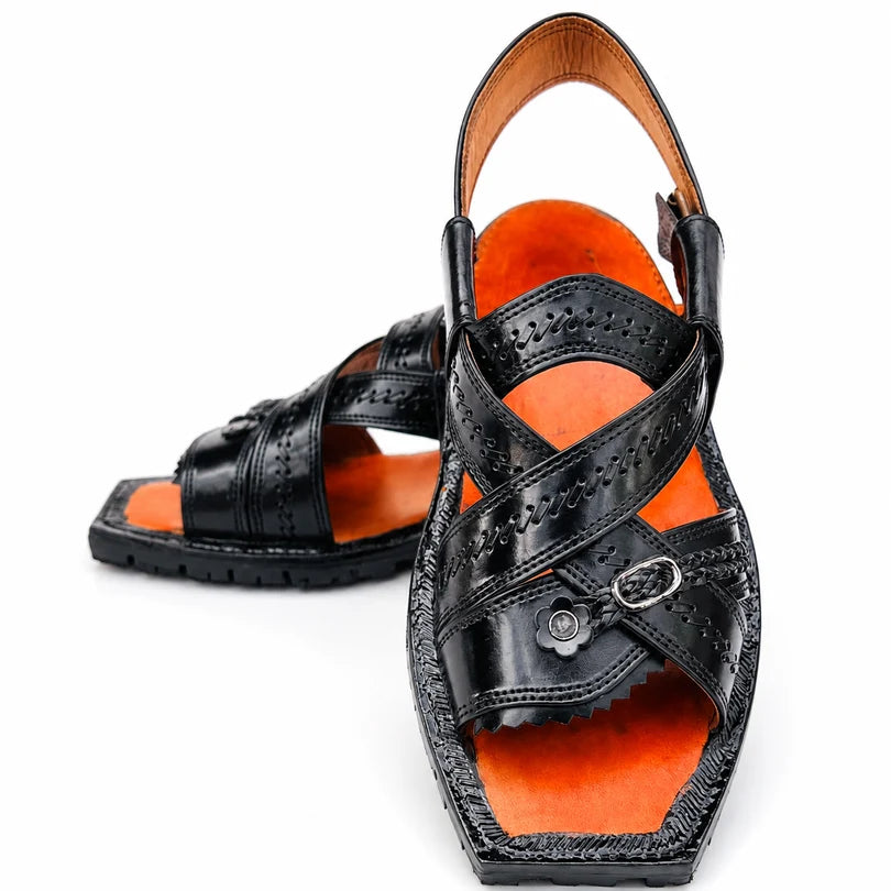 Markhor Black Leather Sandal