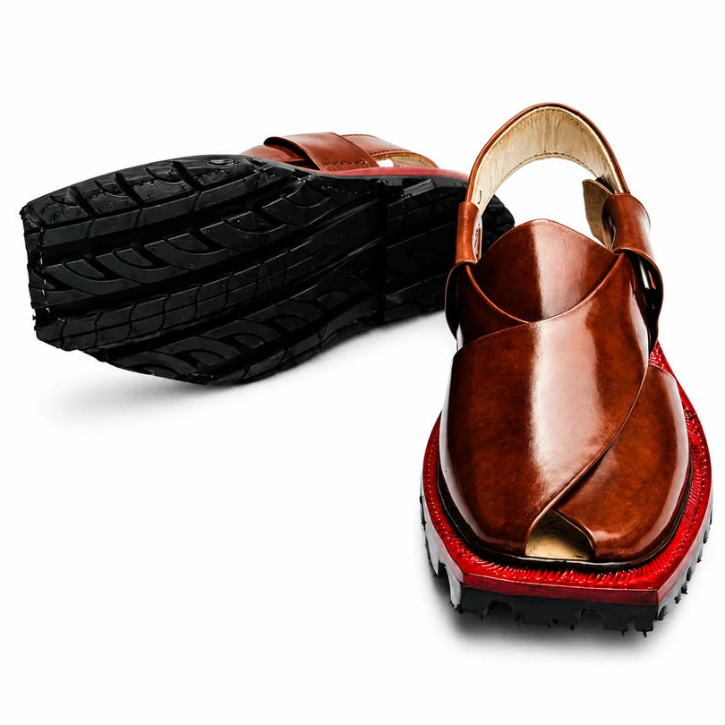 Mustard Plain Norozi Chappal With Double Tyre Sole