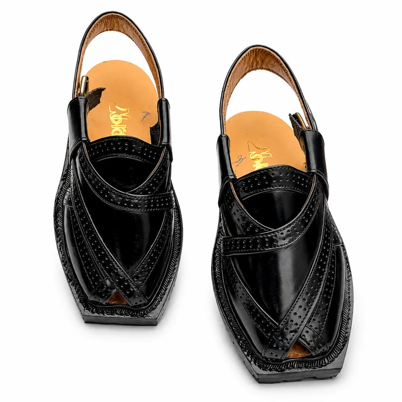 Gorilla Black Norozi Chappal With Double Tyre Sole