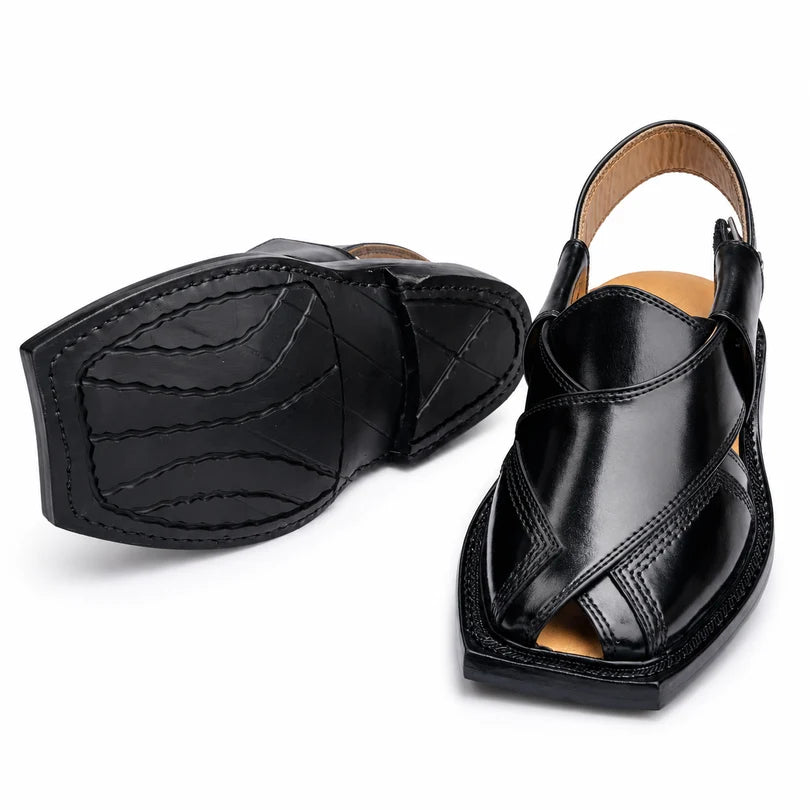 Half Taki Black Norozi Chappal With Single Tyre Sole