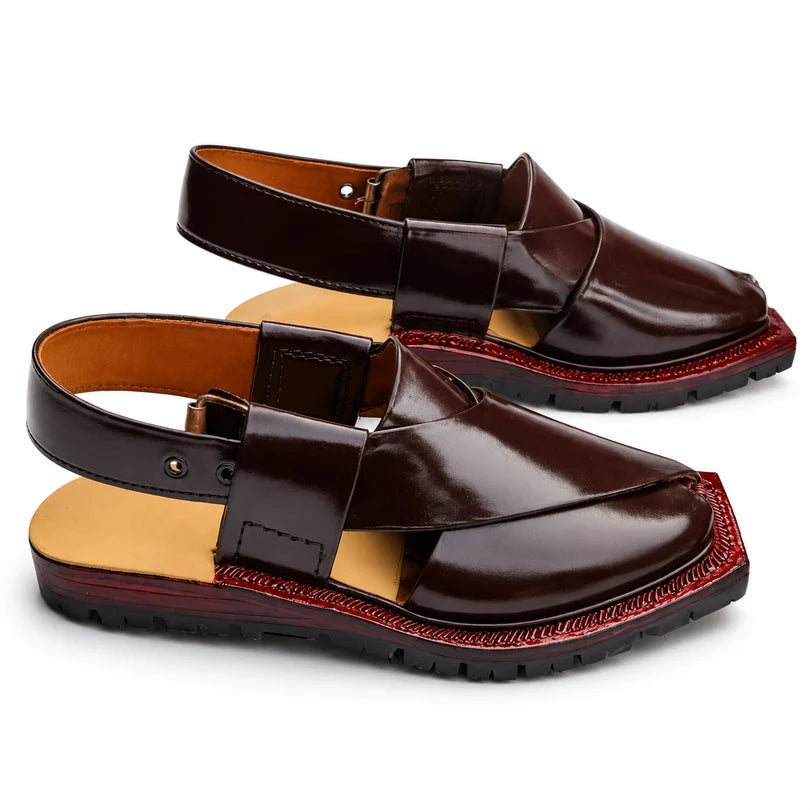 Brown Plain Norozi Chappal With Double Tyre Sole