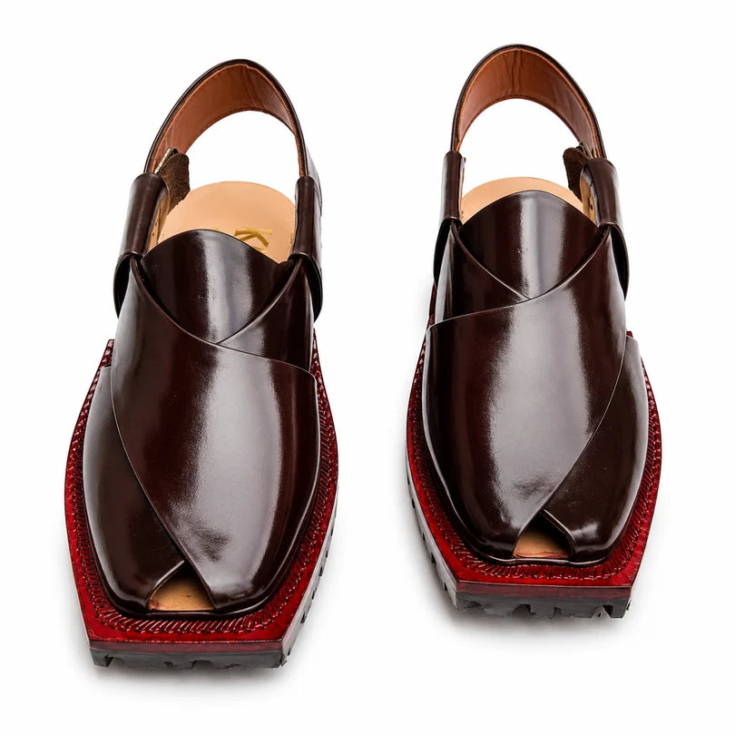 Brown Plain Norozi Chappal With Double Tyre Sole