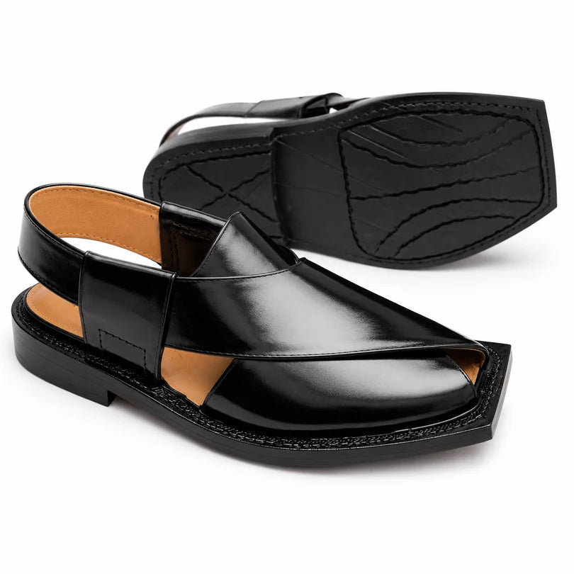 Black Single Tyre Sole Plain Norozi Chappal