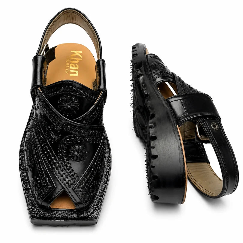 Markhor Black Norozi Chappal With Double Tyre Sole