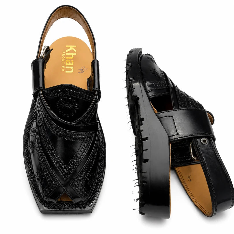 Markhor Black Norozi Chappal With Double Tyre Sole 2025