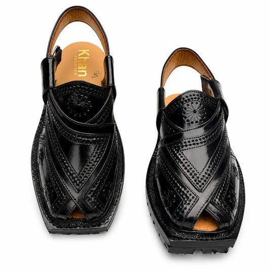 Markhor Black Norozi Chappal With Double Tyre Sole 2025