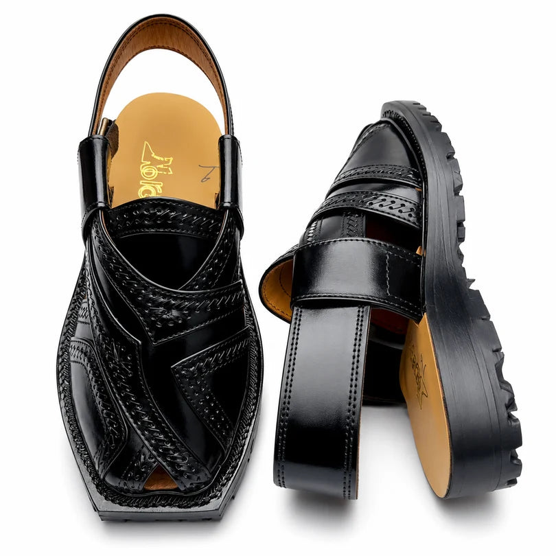 Markhor Black Norozi Chappal With Double Tyre Sole 2024