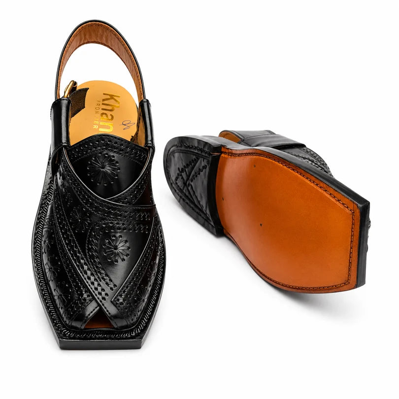 Markhor Black Norozi Chappal With Single Leather Sole 2026