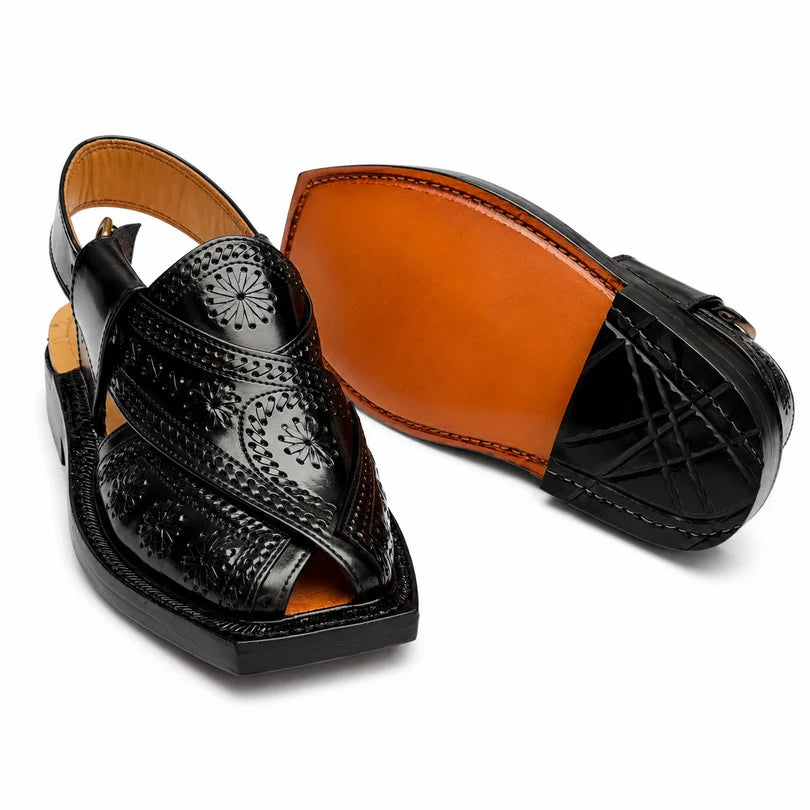 Markhor Black Norozi Chappal With Single Leather Sole 2026