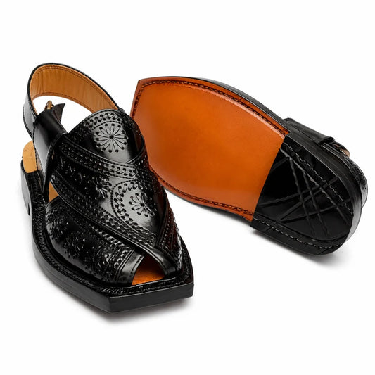 Markhor Black Norozi Chappal With Single Leather Sole 2026