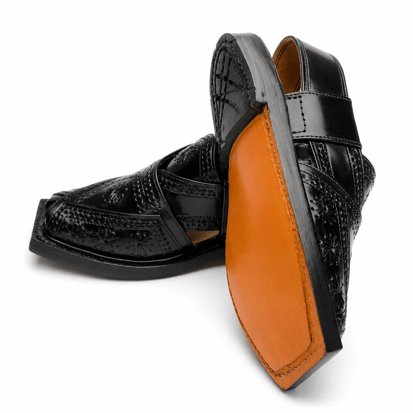Markhor Black Norozi Chappal With Single Leather Sole 2026