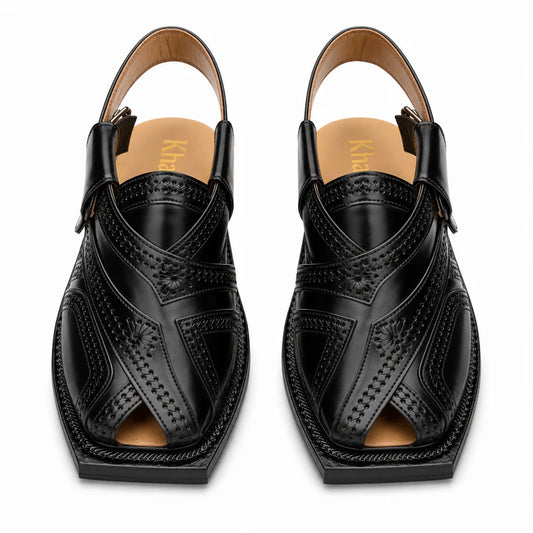 Markhor Black Norozi Chappal With Single Tyre Sole 2024