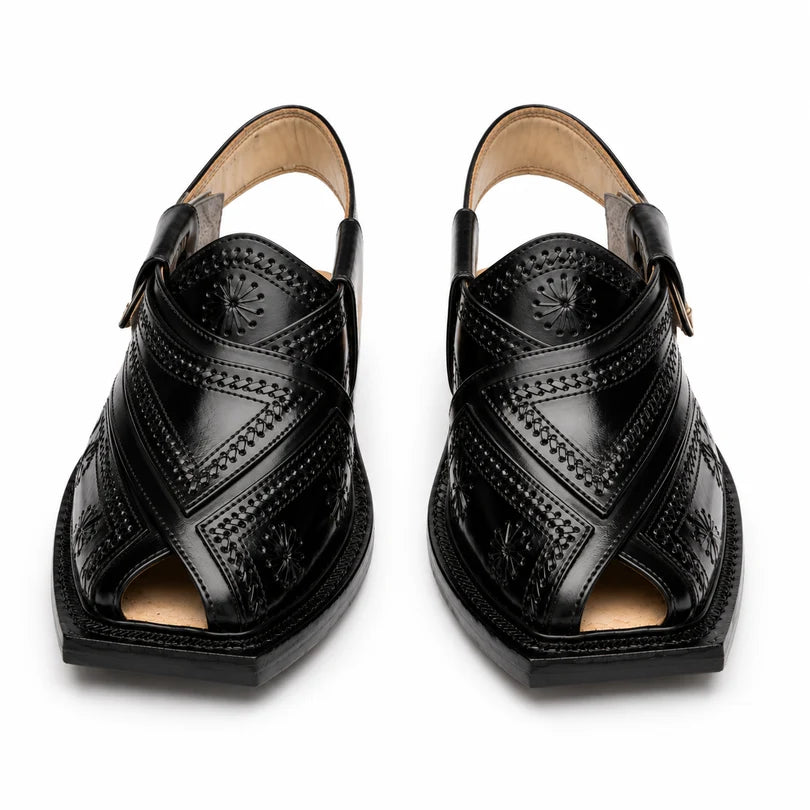 Markhor Black Norozi Chappal With Single Tyre Sole 2025