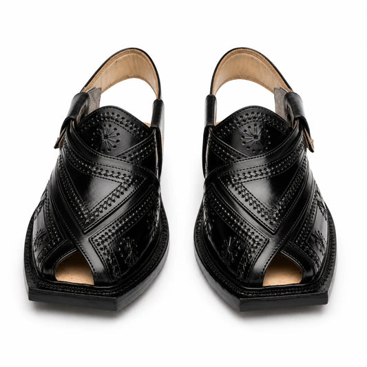 Markhor Black Norozi Chappal With Single Tyre Sole 2025