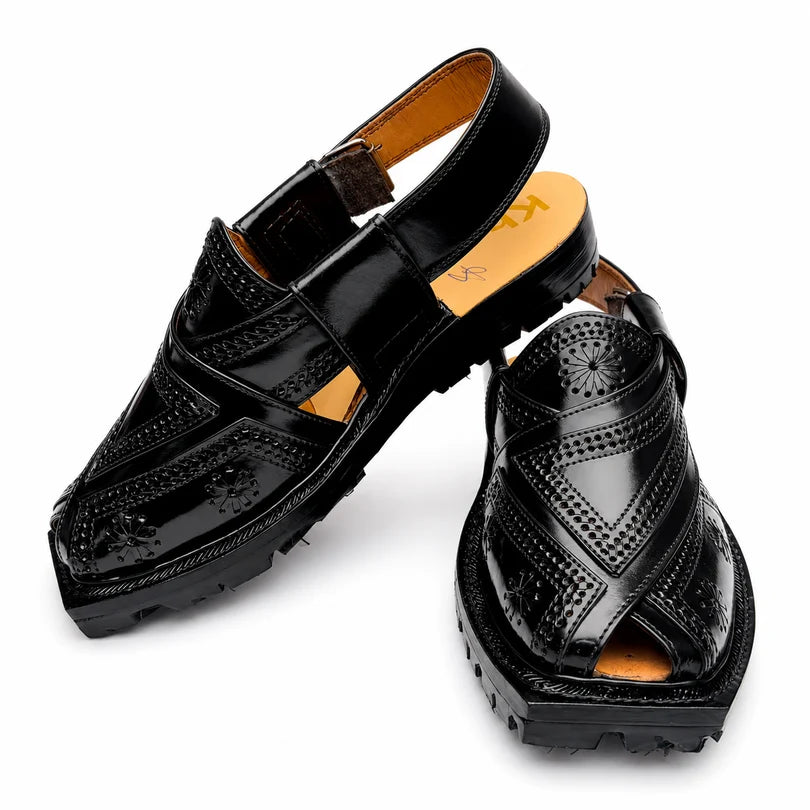 Markhor Black Norozi Chappal With Double Tyre Sole 2025
