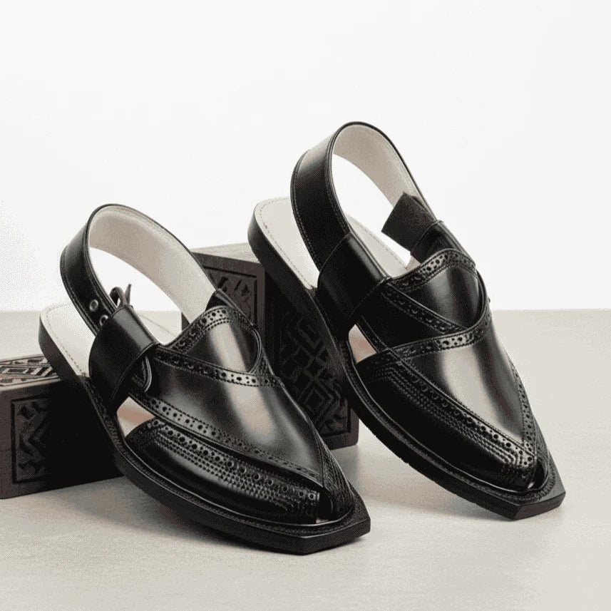 Gorilla Black Norozi Chappal With Single Tyre Sole