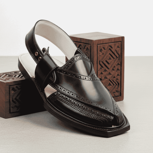 Gorilla Black Norozi Chappal With Single Tyre Sole