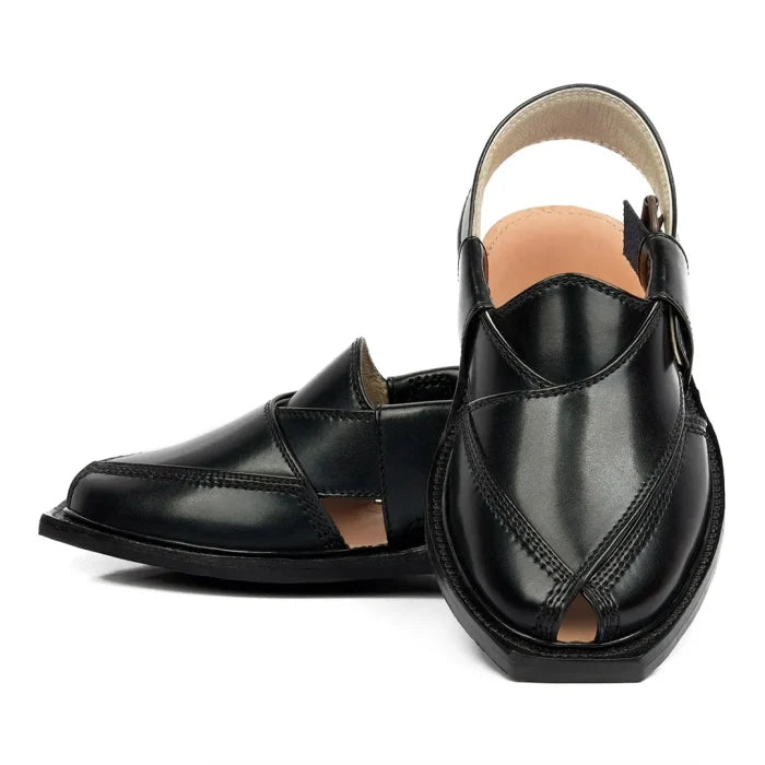 Black Single Sole Norozi Chappal With Tyre Sole