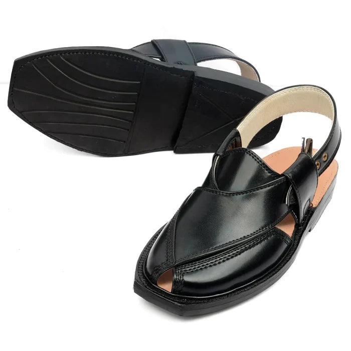Black Single Sole Norozi Chappal With Tyre Sole