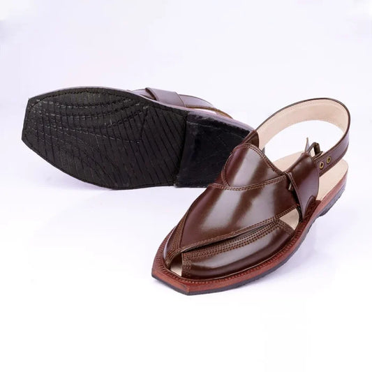 Brown Single Sole Norozi Chappal With Tyre Sole